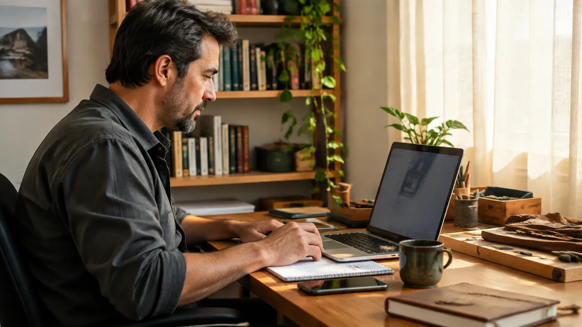 Profissional autônomo em home office ou oficina leve.