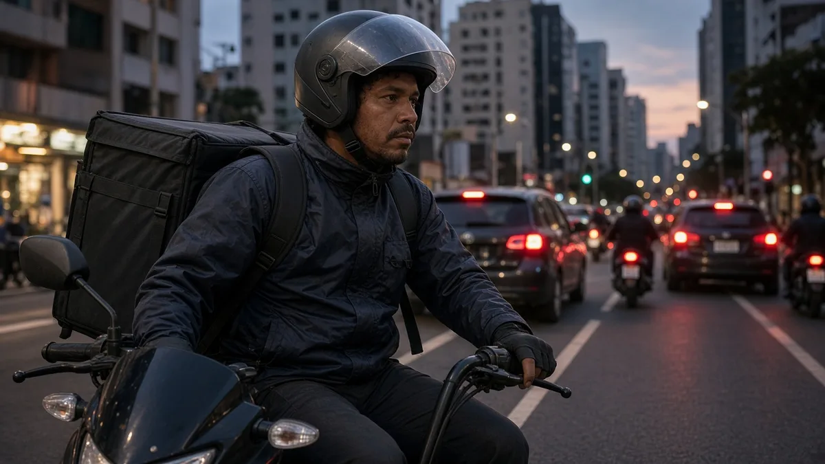 Entregador de moto no corre — lacunas do seguro do app.