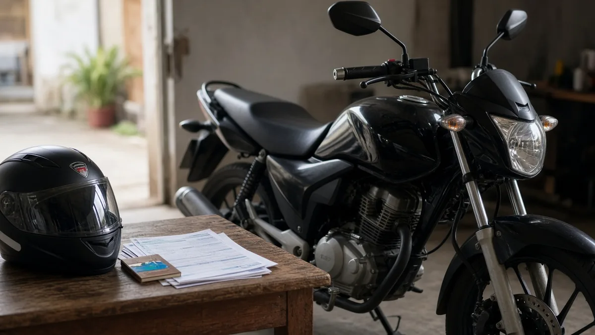 Primeira moto + capacete/documentação.
