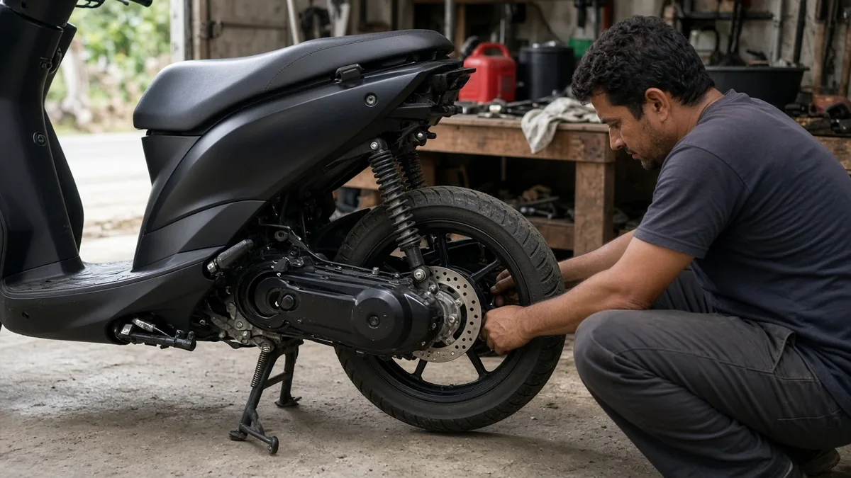 Oficina/pneu/combustível no cotidiano da moto.