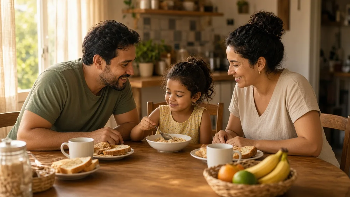 Família na rotina de casa — quanto manter a vida se o provedor faltar.