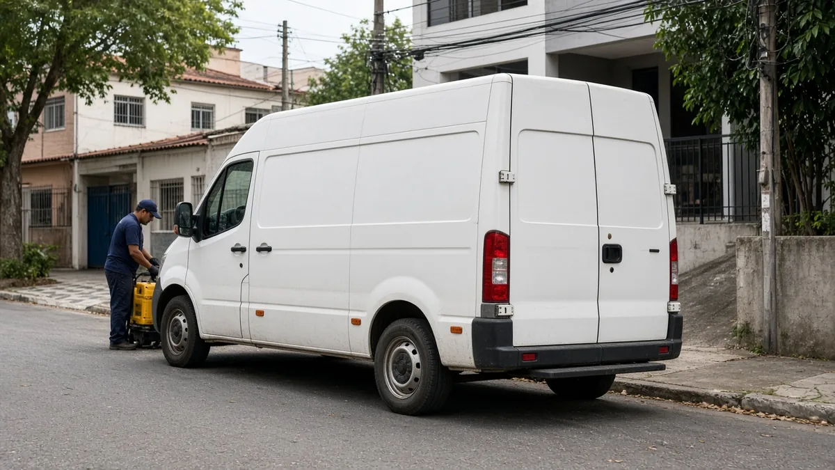 Van/utilitário em uso de trabalho.